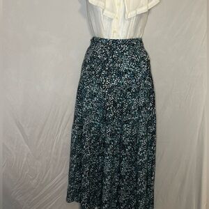 LOFT A-Line Skirt in Blue and White Floral